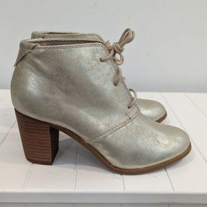 Tom's Gold Metallic Leather Ankle Boots